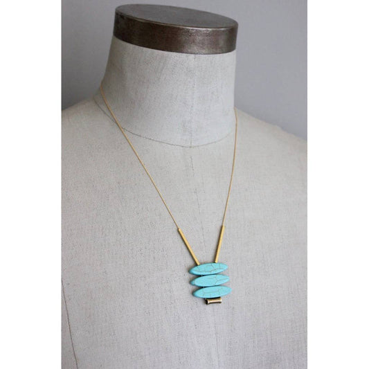David Aubrey Geometric Turquoise Eclipse Pendant Necklace