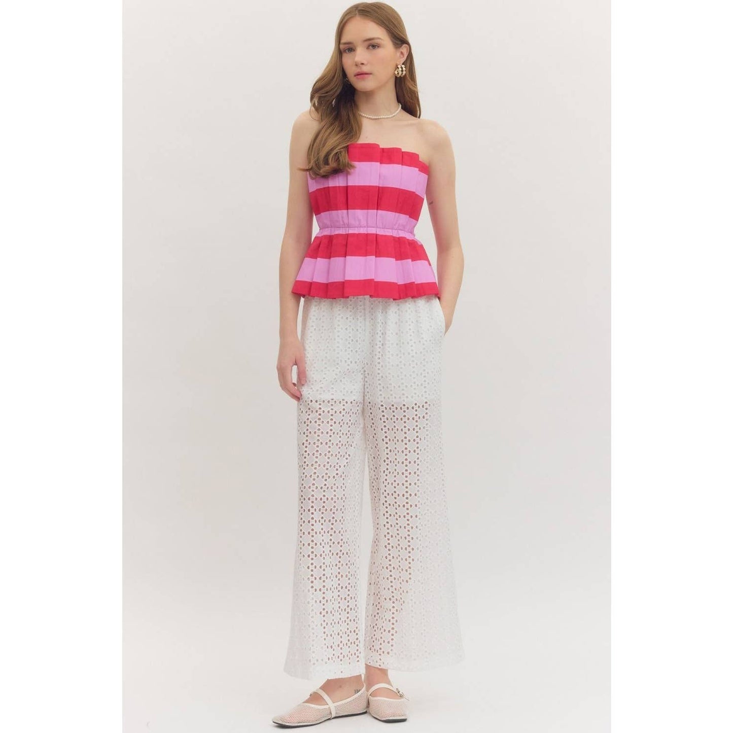 Striped Sleeveless Peplum Top
