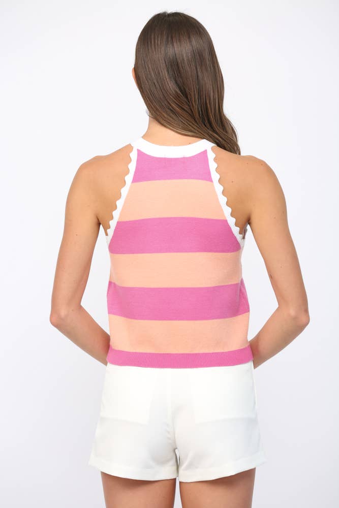 STRIPED PALM TREE KNIT TANK