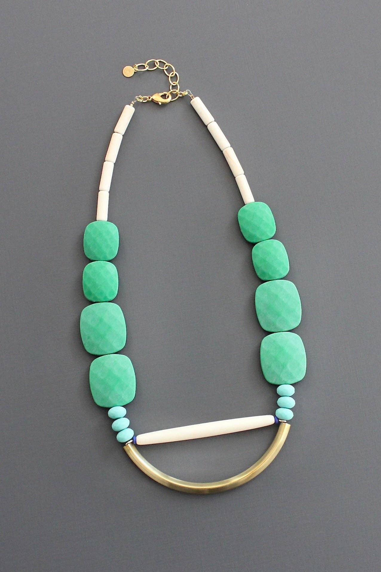David Aubrey Green & Turquoise Geometric Necklace