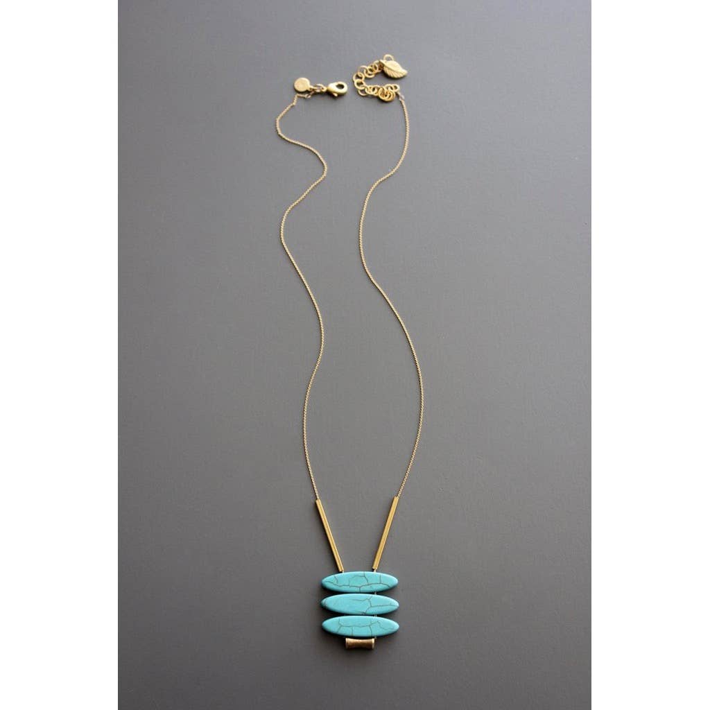David Aubrey Geometric Turquoise Eclipse Pendant Necklace