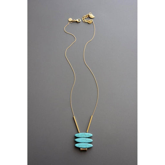 David Aubrey Geometric Turquoise Eclipse Pendant Necklace