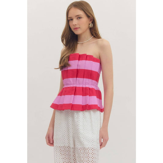 Striped Sleeveless Peplum Top