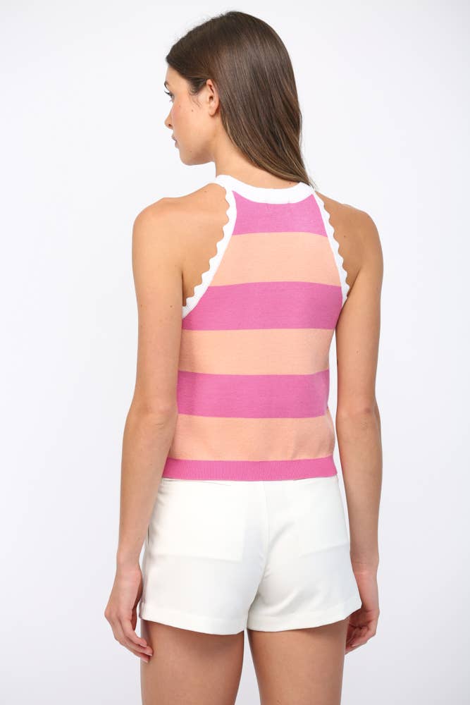 STRIPED PALM TREE KNIT TANK