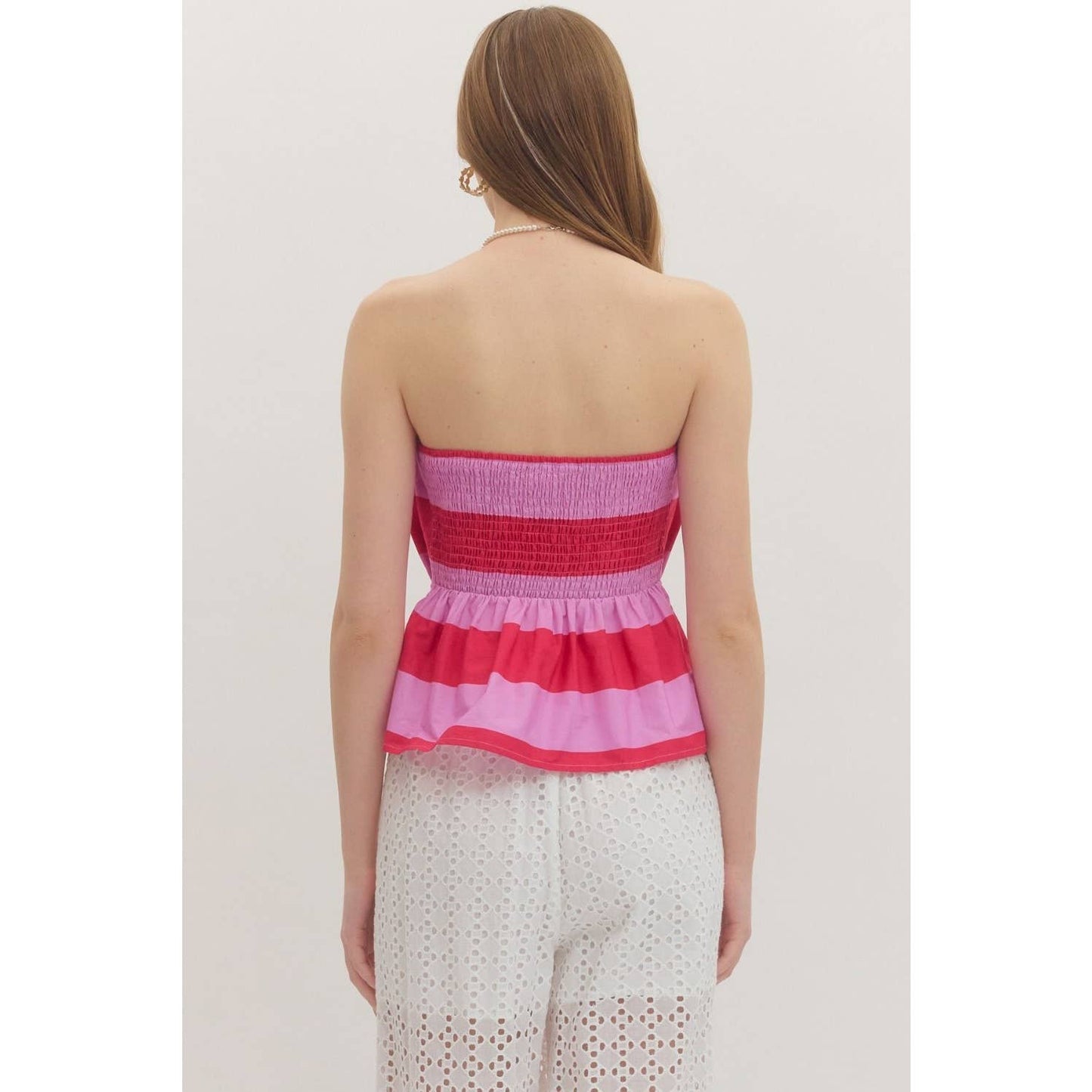 Striped Sleeveless Peplum Top