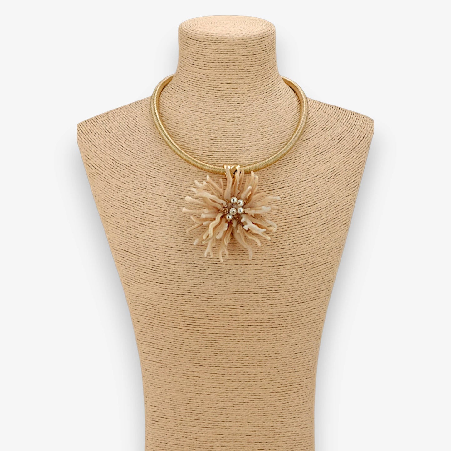 White Coral Flower Collar Necklace | Handmade Statement Jewelry