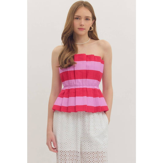 Striped Sleeveless Peplum Top
