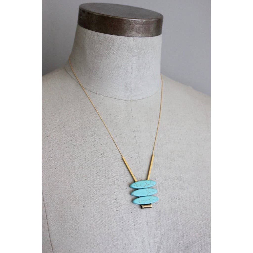 David Aubrey Geometric Turquoise Eclipse Pendant Necklace
