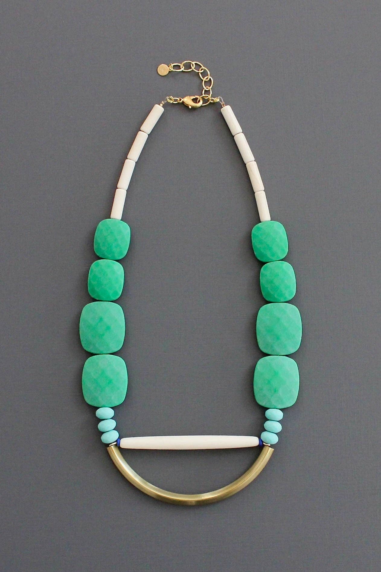David Aubrey Green & Turquoise Geometric Necklace