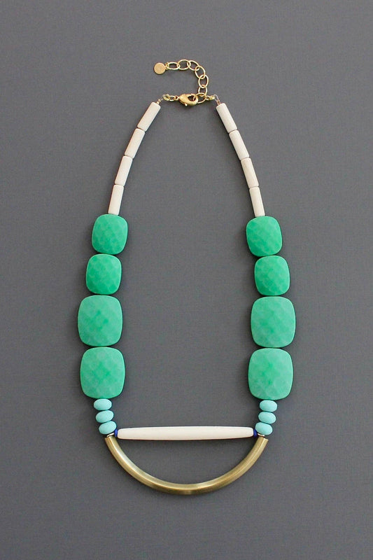 David Aubrey Green & Turquoise Geometric Necklace