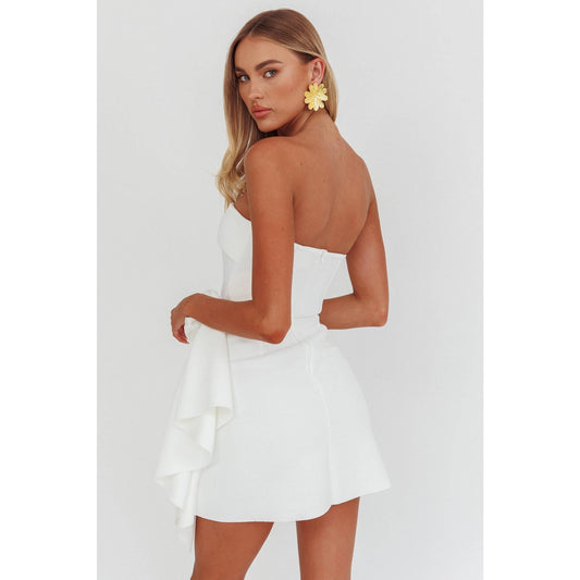 White TUBE TOP MINI DRESS