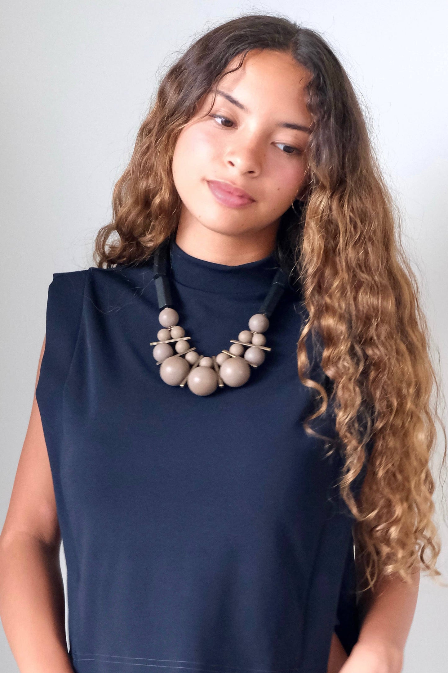 David Aubrey Black and Chestnut Bauble Necklace