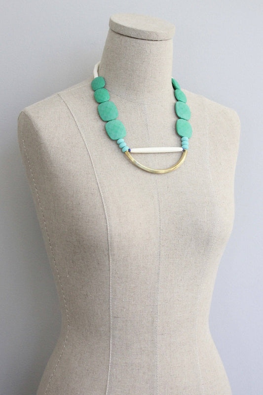 David Aubrey Green & Turquoise Geometric Necklace