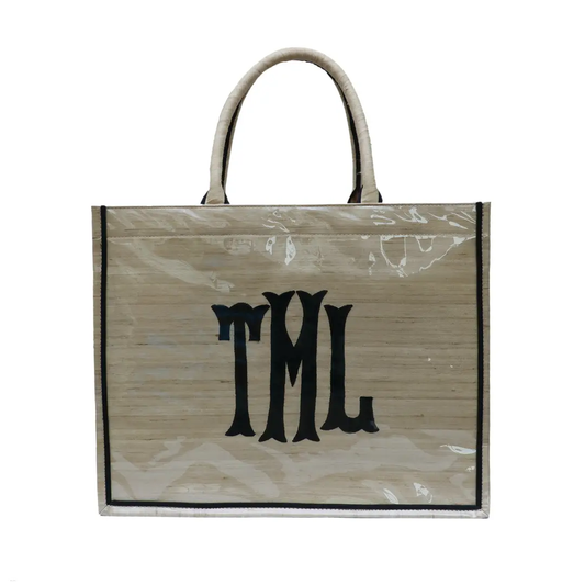 Natural and Black Monogram Square Tote