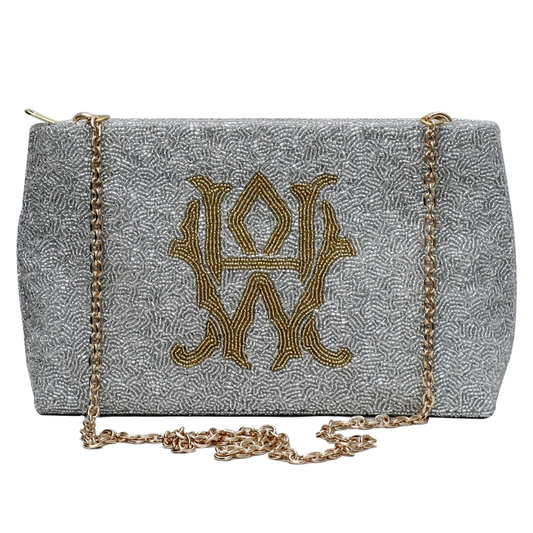 Custom Silver/Gold Fully Beaded Bag